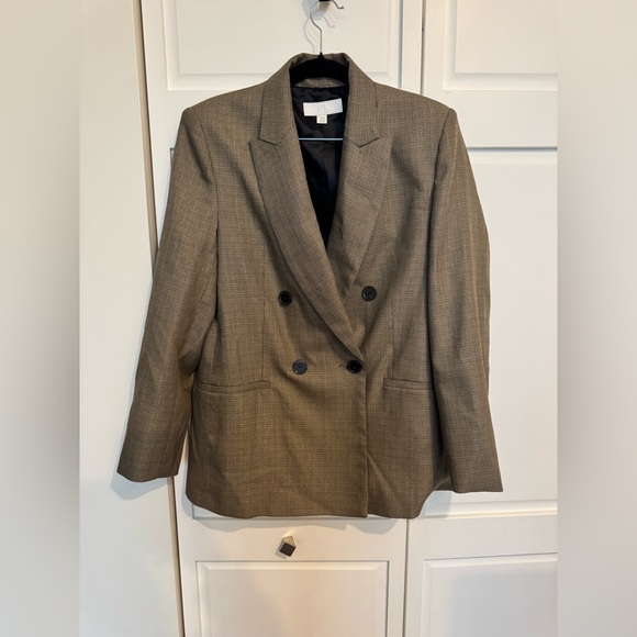 Zara Sand Taupe Double Breasted Blazer w/ Shoulder Pads | Size S | NWOT - Picture 9 of 11